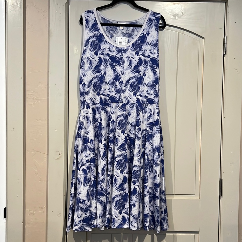 LuLaRoe Niki blue and white dress, new with tags.